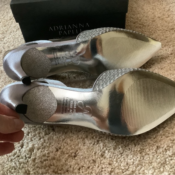 NWB Adrianna Papell Houston Silver Crystals Sling Back Pumps, size 7.5M - Picture 7 of 9
